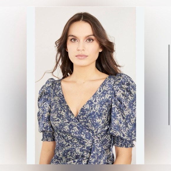 Cinq à Sept Women's Blue Lucinda Floral Print Ruffled Dress - Picture 7 of 13